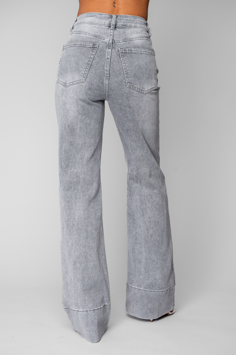 Blugi elastici largi din denim Light Grey [3]