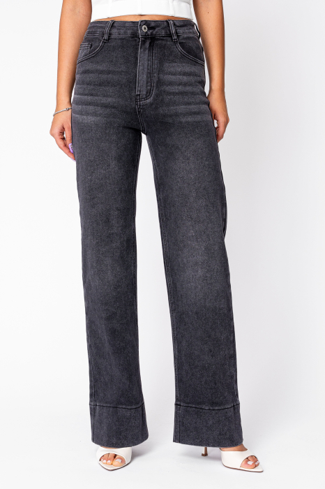 Black denim wide leg jeans [4]