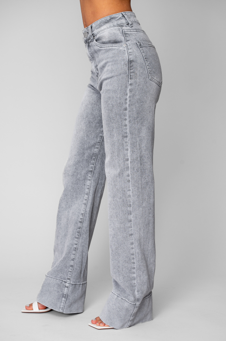 Blugi elastici largi din denim Light Grey [2]