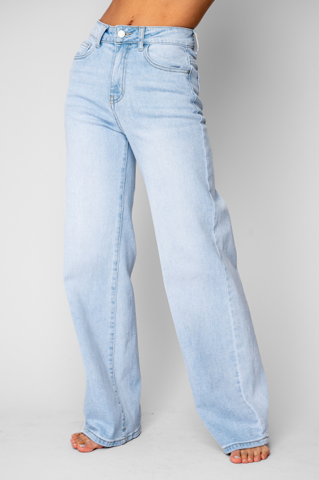 Blugi elastici largi din denim Light Blue [2]