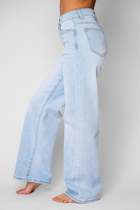 Blugi elastici largi din denim Light Blue [3]