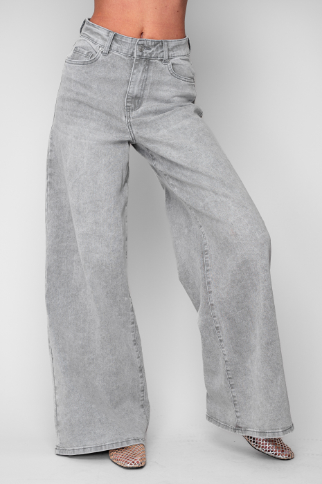 Blugi elastici largi din denim Grey [3]