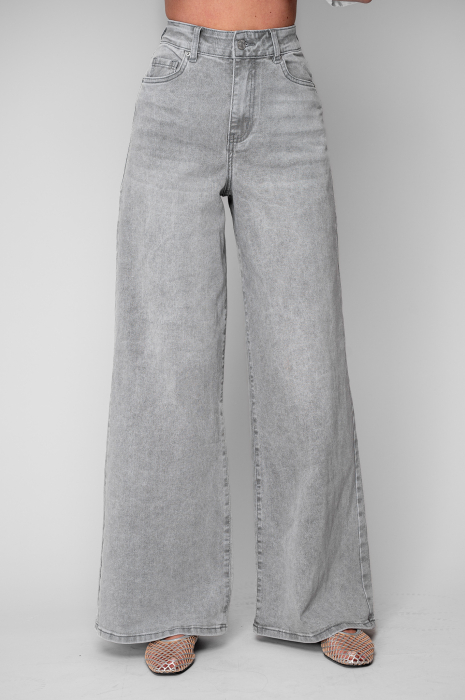 Blugi elastici largi din denim Grey [2]