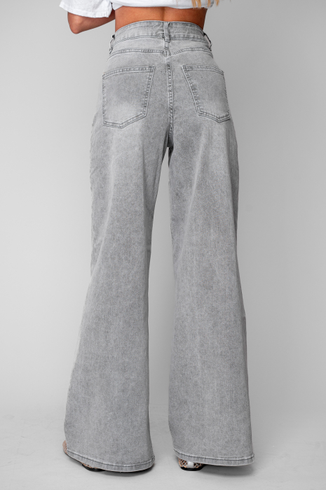Blugi elastici largi din denim Grey [4]