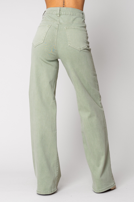 Light Olive denim wide leg jeans [3]