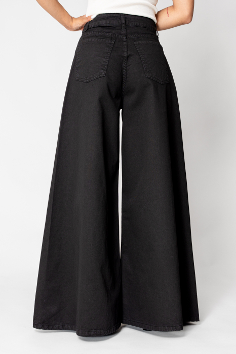 Black denim wide leg jeans [3]