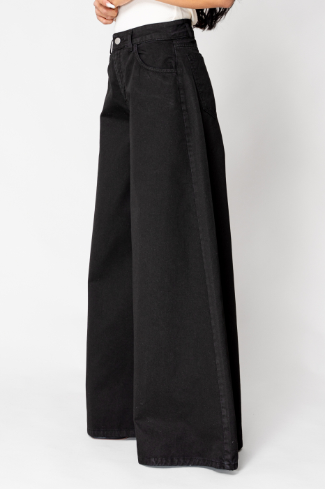 Black denim wide leg jeans [2]