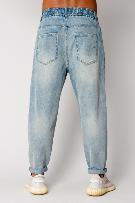 Light Blue Long Joggly Jeans with Drawstring [3]