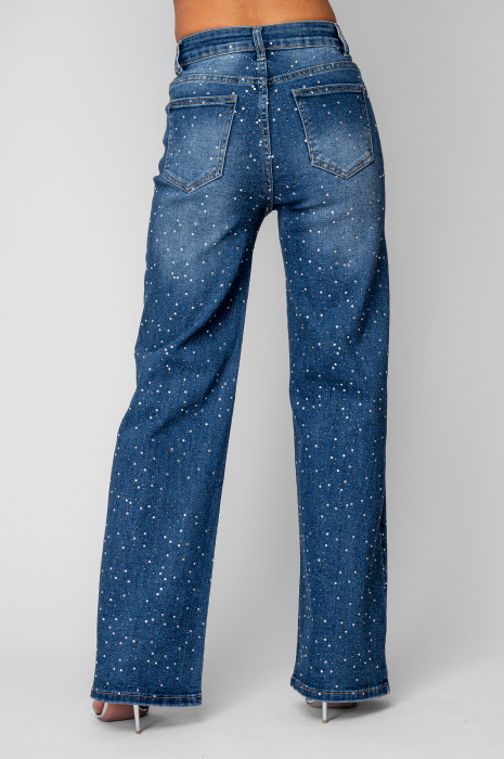 Blugi largi cu strasuri Dark Blue [3]