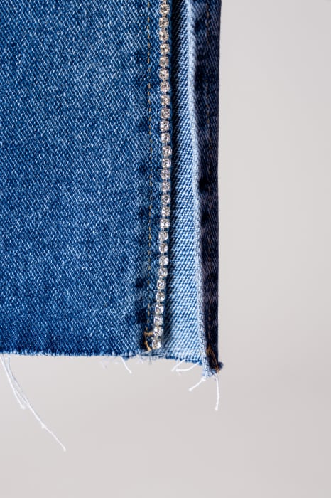 Wide-leg jeans with rhinestones in Blue denim [4]
