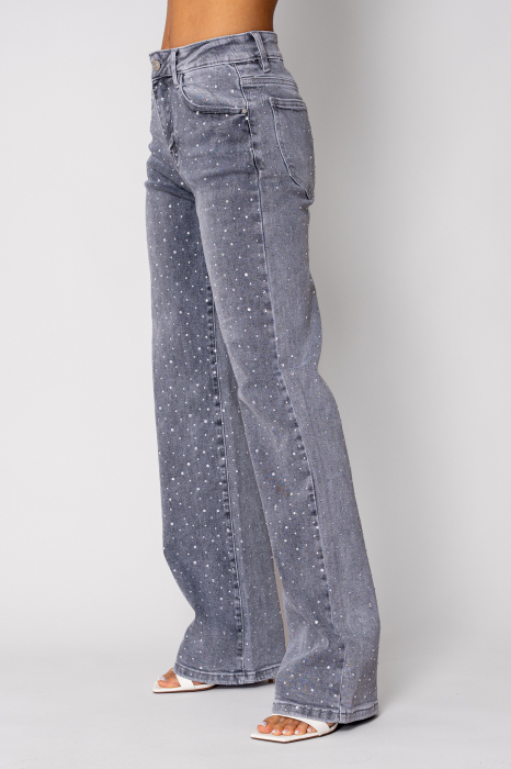 Blugi elastici cu strasuri Grey [2]