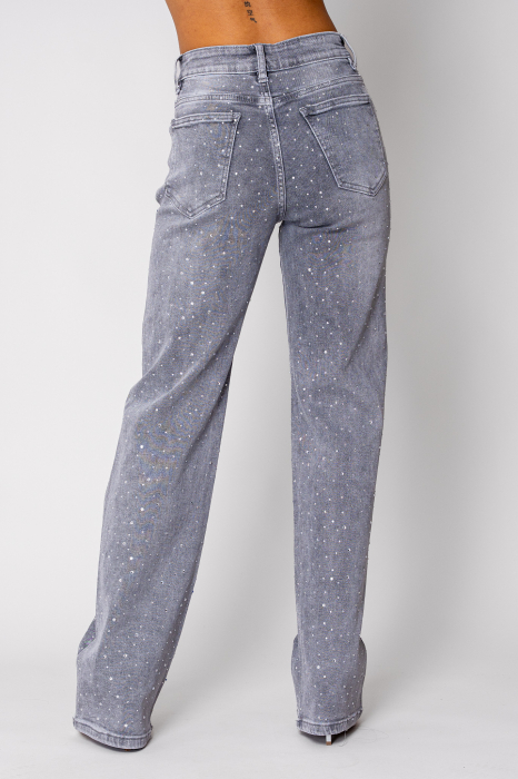 Blugi elastici cu strasuri Grey [3]