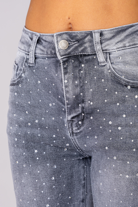 Blugi elastici cu strasuri Grey [4]