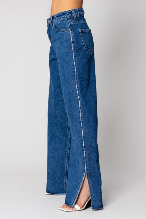 Wide-leg jeans with rhinestones in Blue denim [2]