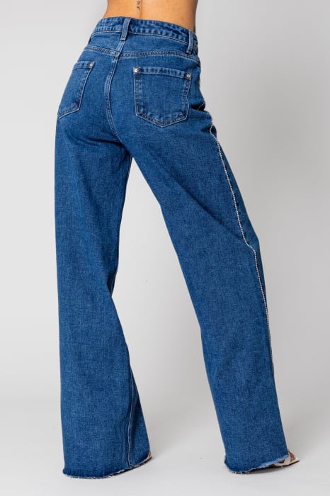 Wide-leg jeans with rhinestones in Blue denim [3]
