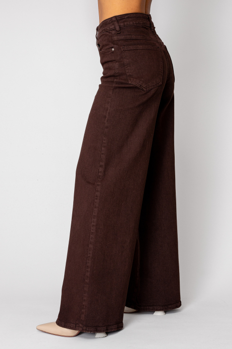 Brown denim wide leg jeans [2]