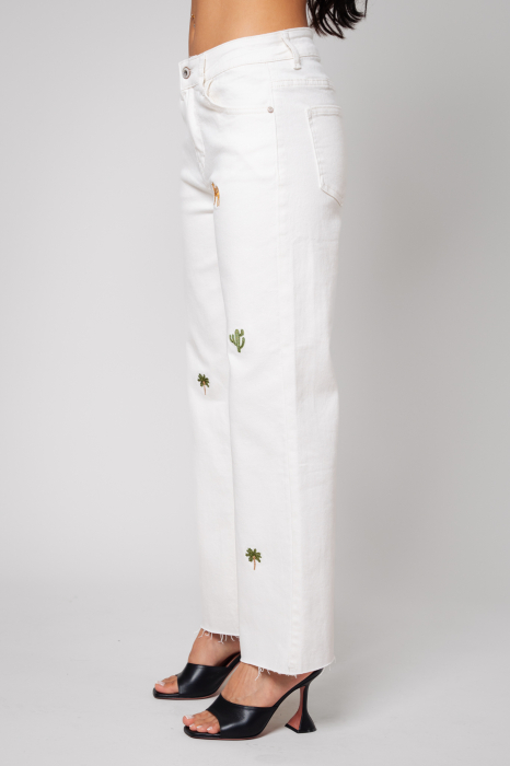 Off White long jeans Embroidery pattern