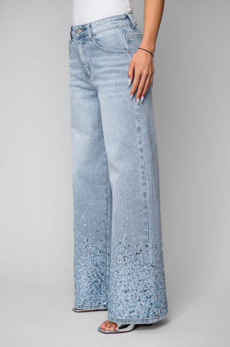 Blugi lungi cu paiete Light Blue [2]