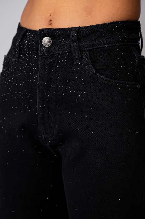 Blugi lungi cu strasuri Black [4]