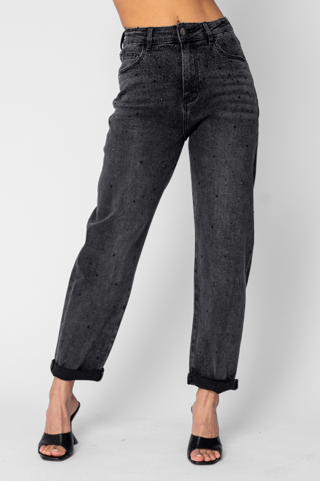 Dark Grey rhinestone long jeans [3]