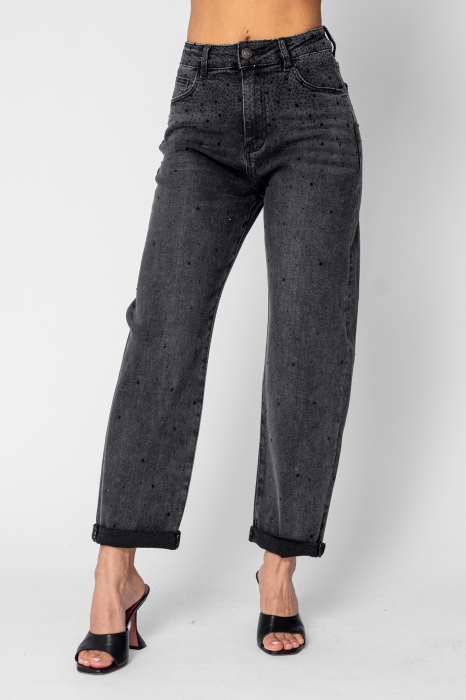 Dark Grey rhinestone long jeans [2]