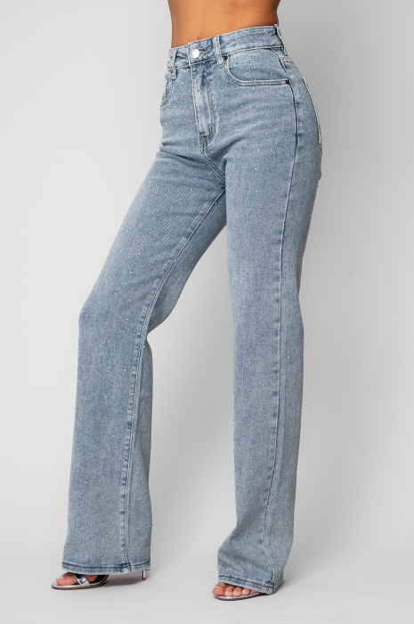 Light Blue rhinestone long jeans - Copie [2]