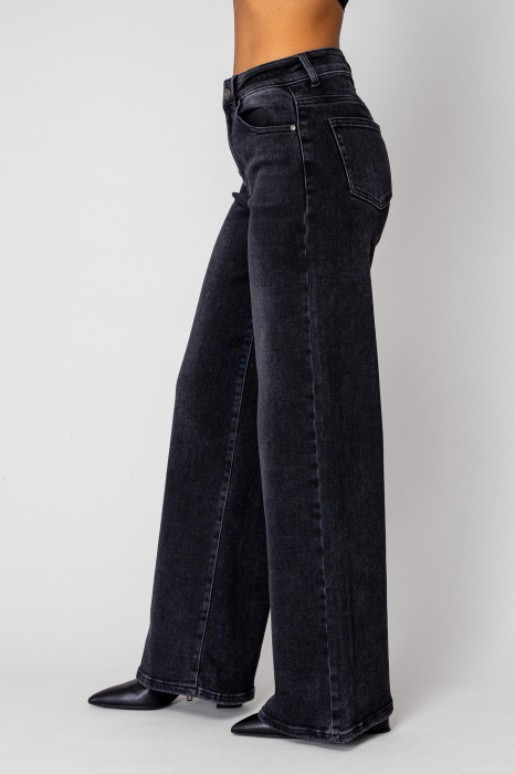 Black denim long jeans [2]