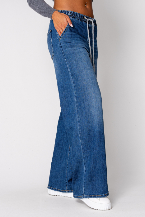 Long denim jeans with elastic Blue [2]