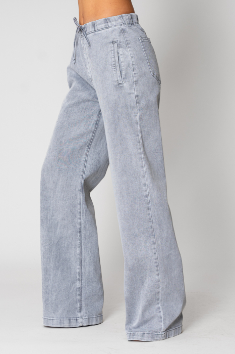 Long denim jeans with elastic Light Gray [2]