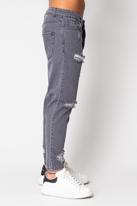 Blugi lungi din denim Regular Ripped Grey Anthracite [2]