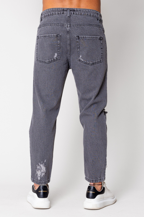 Blugi lungi din denim Regular Ripped Grey Anthracite [3]