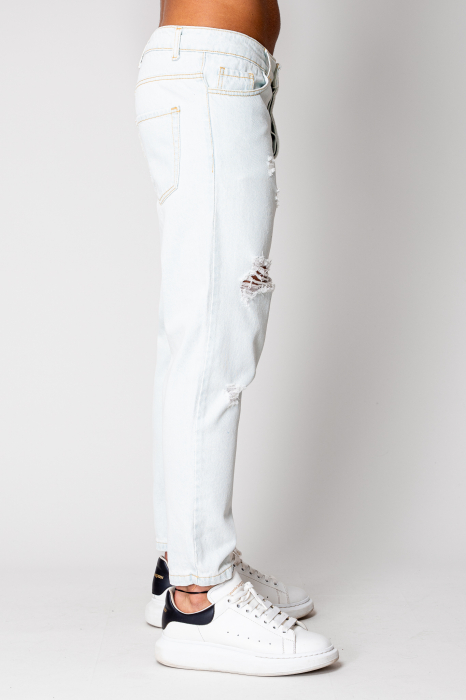 Long denim jeans Regular Ripped Light Blue [2]