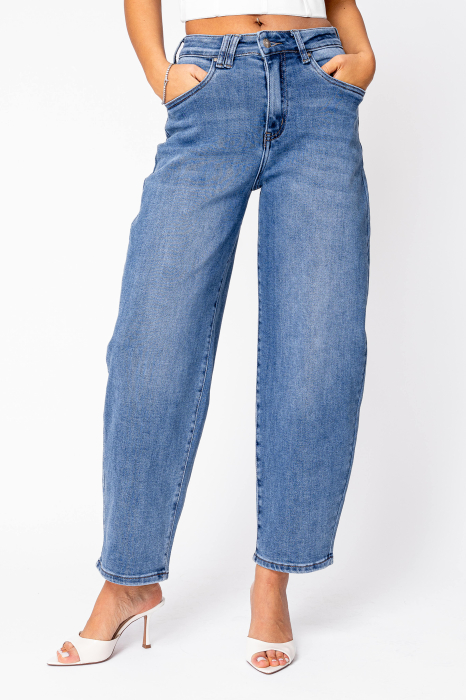Blue stretchy long jeans [2]
