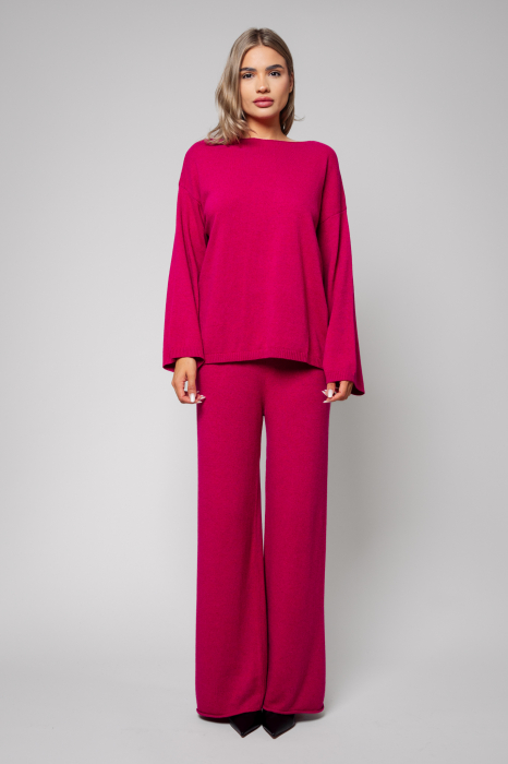 Set wool and cashmere mix sweater and long pants Magenta I [2]