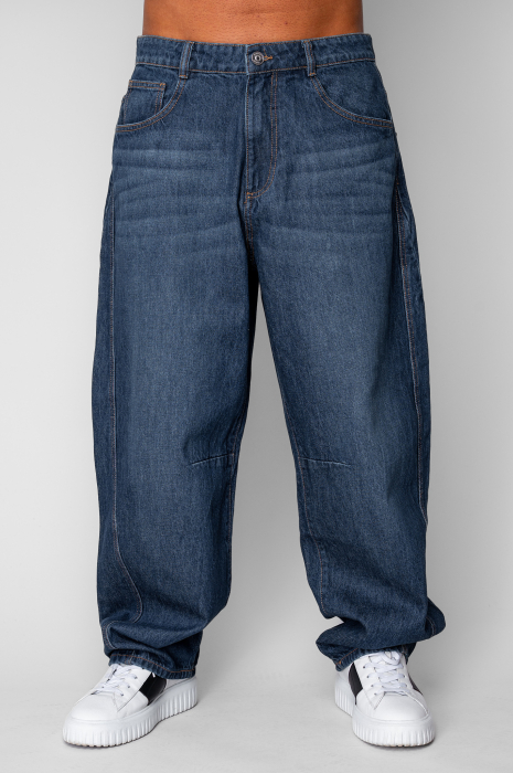 Pre-Washed Navy Long Jeans [2]