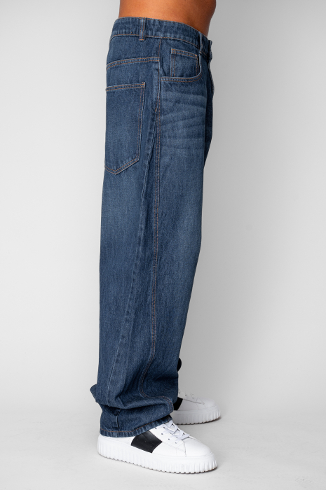 Pre-Washed Navy Long Jeans [3]