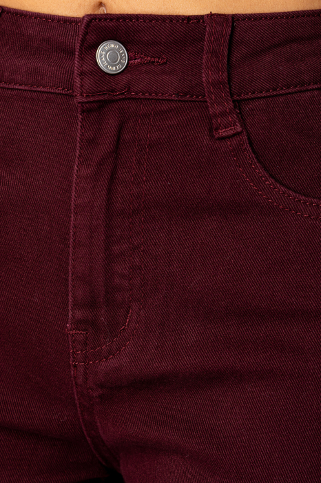 Regular long denim jeans Burgundy [4]