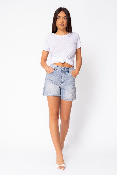 Blue rhinestone cropped jeans [2]