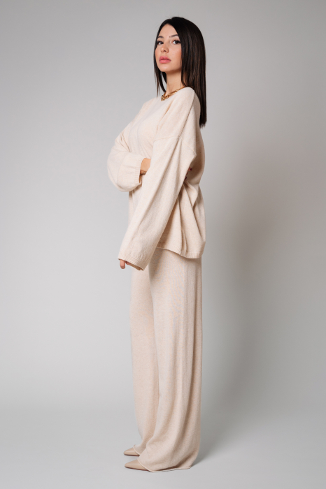 Set Lorelle Wool and Cashmere Sweater and Long Pants Beige I [2]
