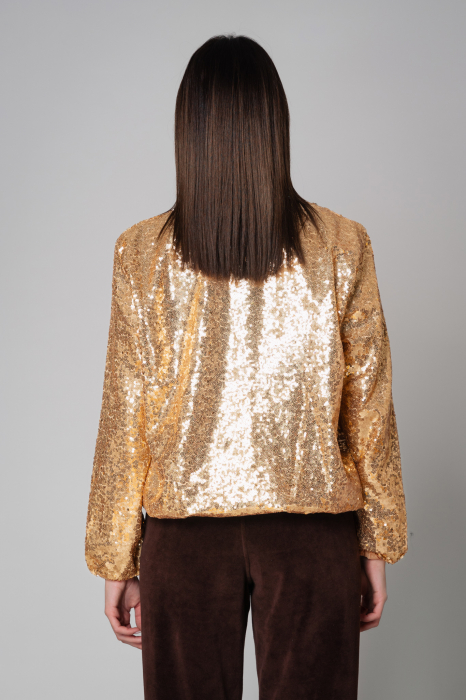 Bluza cu fermoar din paiete Gold [5]