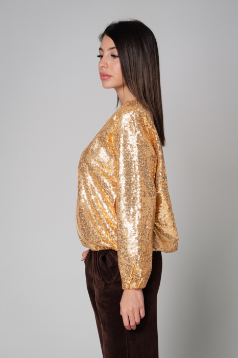 Bluza cu fermoar din paiete Gold [4]