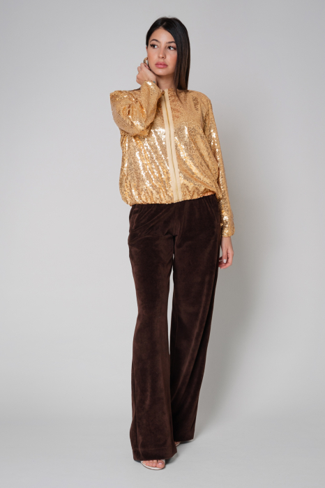 Bluza cu fermoar din paiete Gold [2]