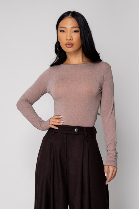 Bluza subtire din mix de casmir Light Brown [1]
