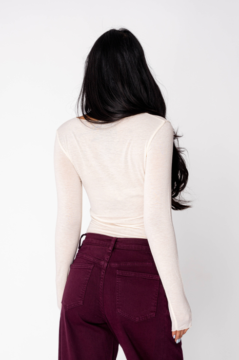Thin cashmere blend blouse  Light Yellow [3]