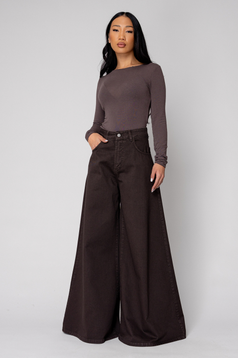 Bluza subtire din mix de casmir Brown [4]