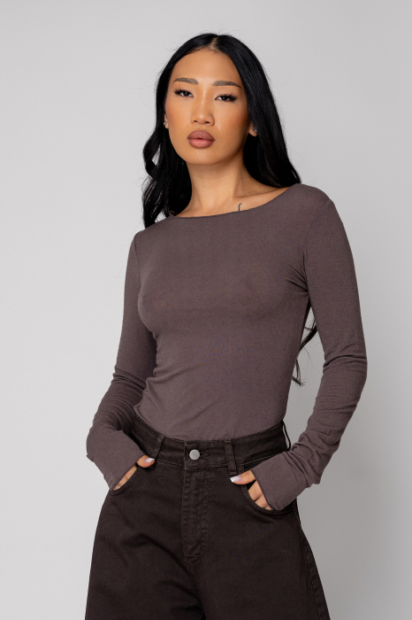 Bluza subtire din mix de casmir Brown [1]