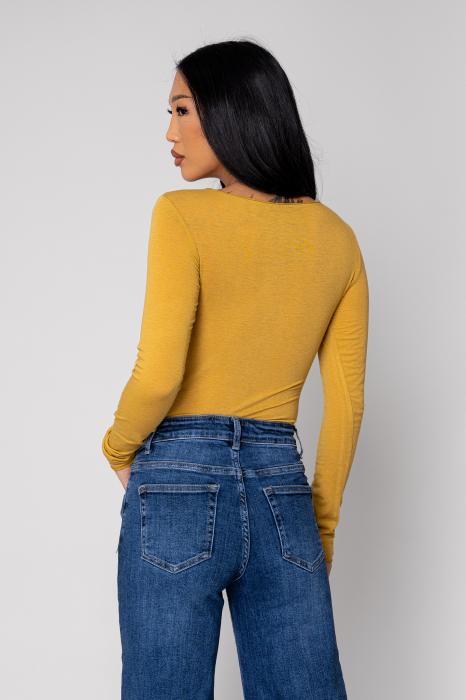 Bluza subtire din mix de casmir Mustard [3]