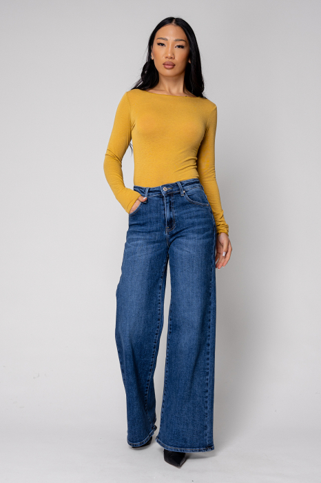 Bluza subtire din mix de casmir Mustard [4]