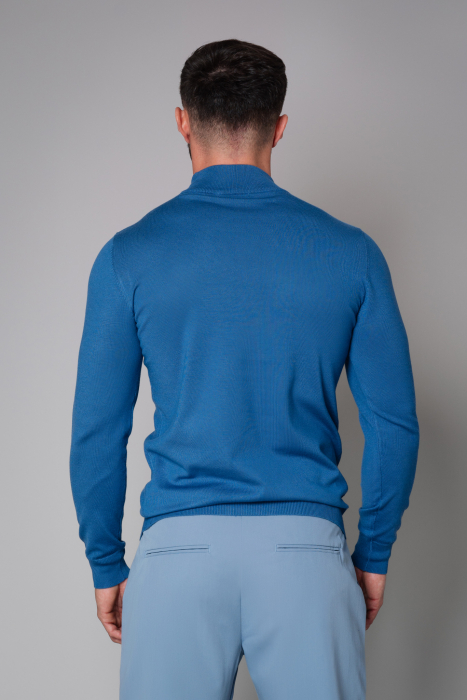 Dark Blue High Neck Knit Sweater [2]