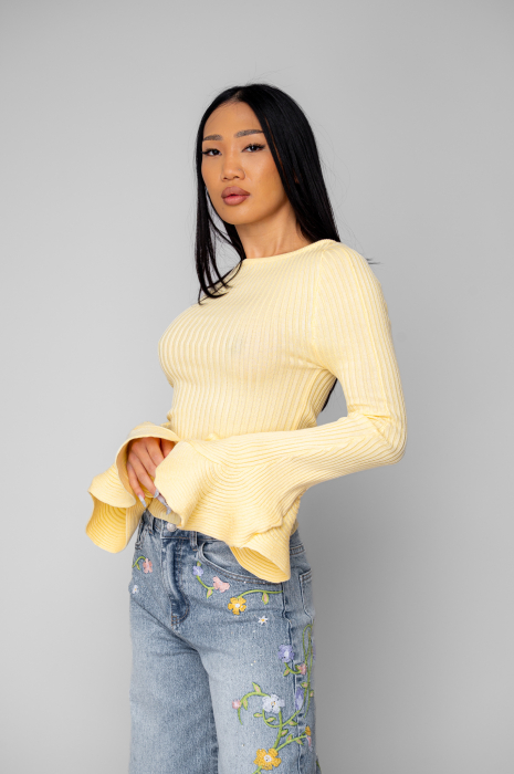 Knitted blouse with flared sleeves Light Yellow [2]
